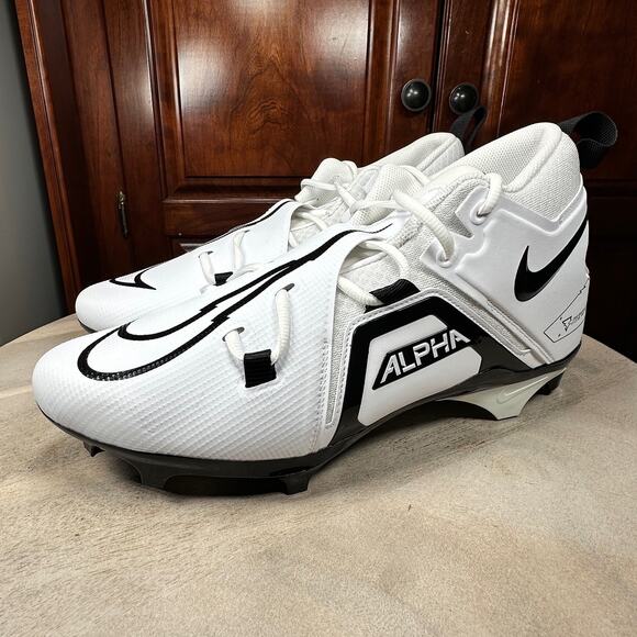 Size 13.5 Nike Alpha Menace Pro 3 White Black Football Cleats DH3292–100 NEW - Picture 13 of 13